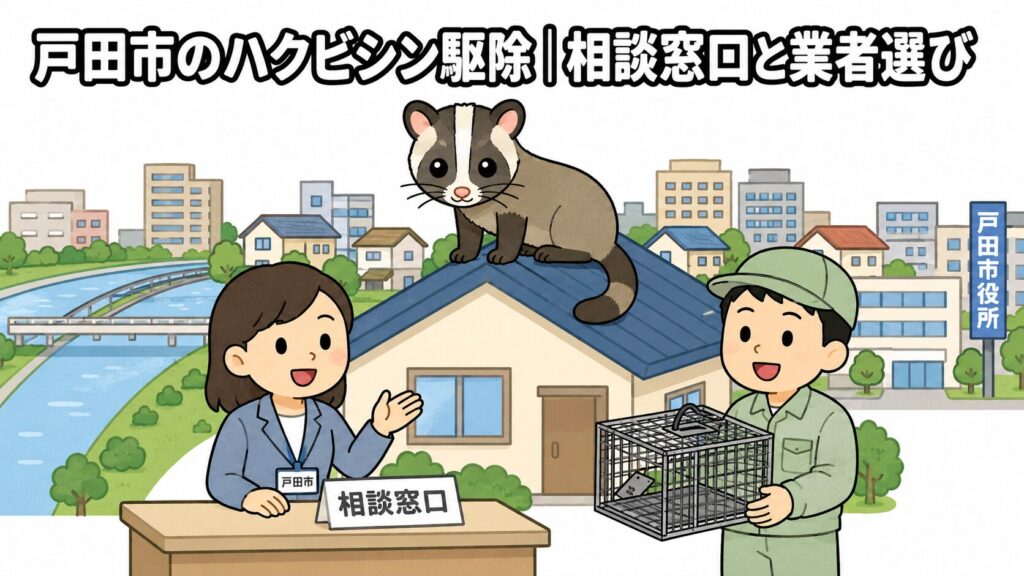 戸田市ハクビシン駆除 メインアイキャッチ のいらすとや風イラスト