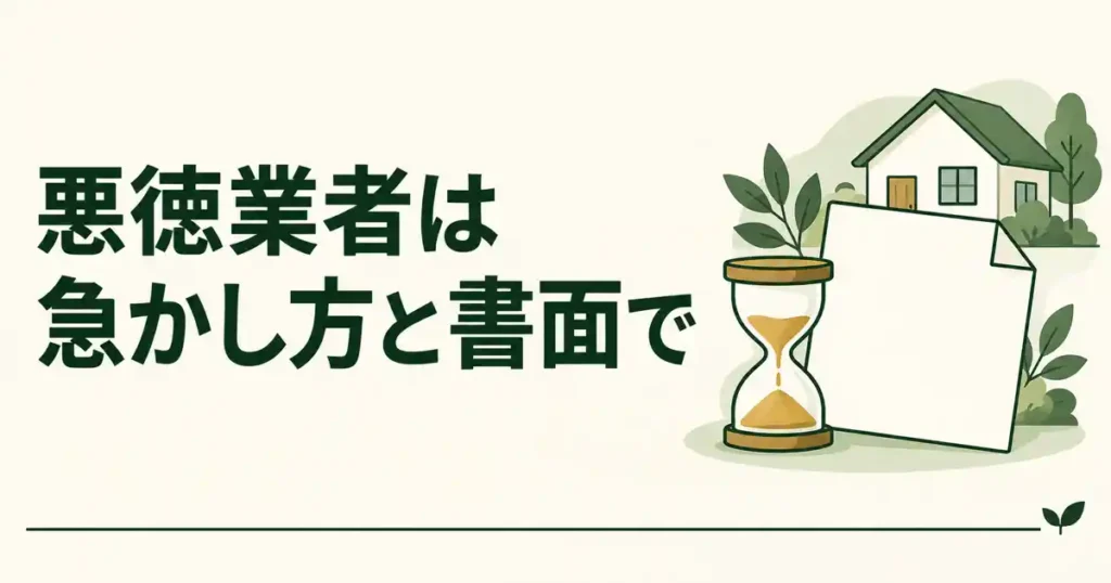 悪徳業者は急かし方と書面で