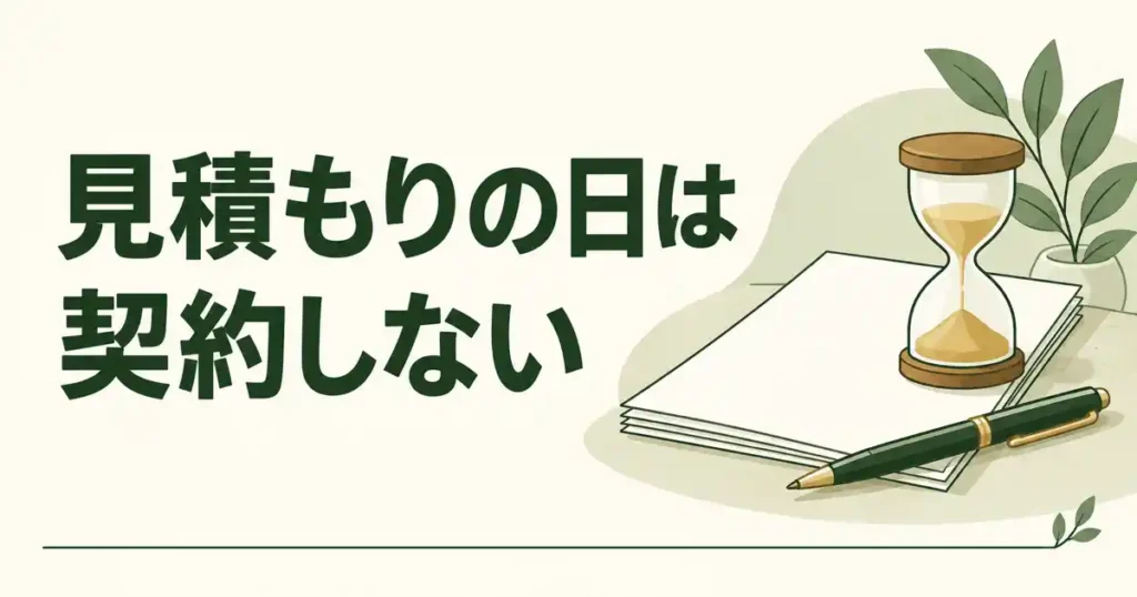 見積もりの日は契約しない