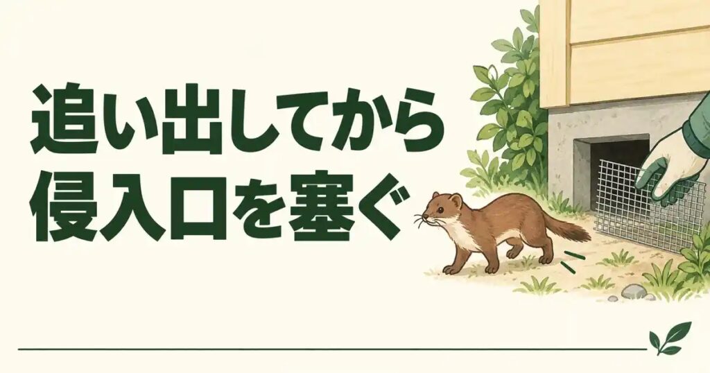 追い出してから侵入口を塞ぐ