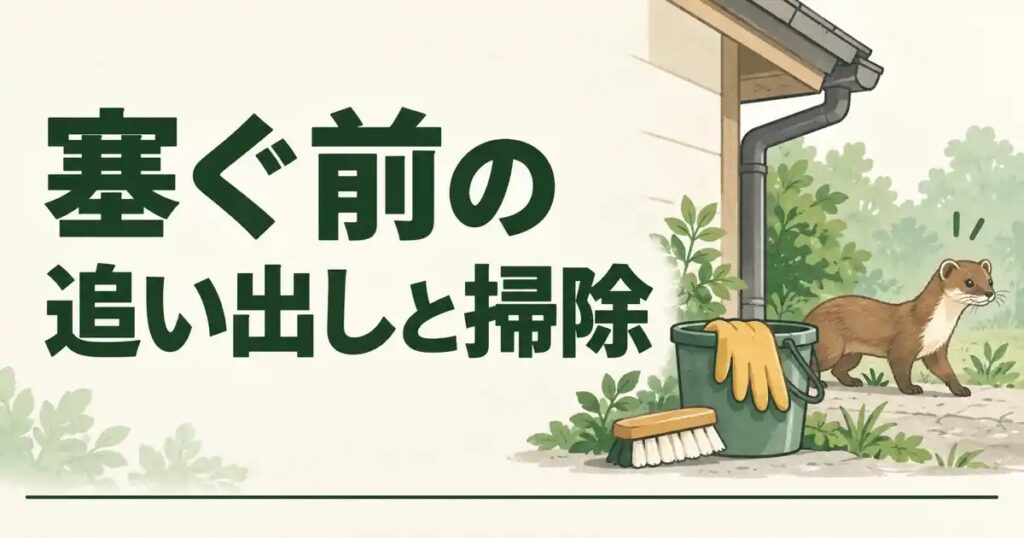 塞ぐ前の追い出しと掃除