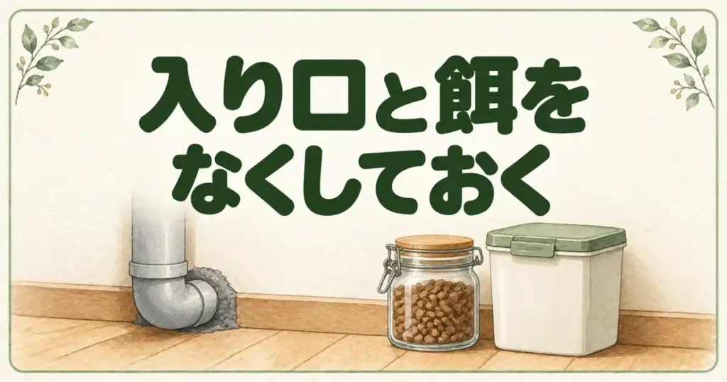 入り口と餌をなくしておく